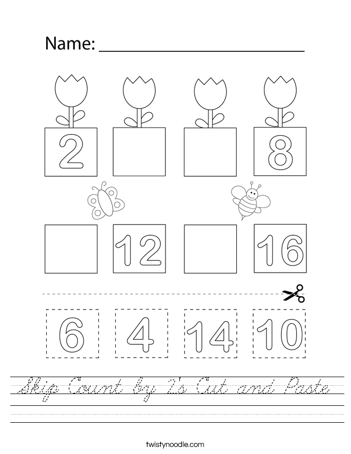Skip Count by 2's Cut and Paste Worksheet