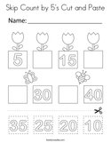 Skip Count by 5's Cut and Paste Coloring Page