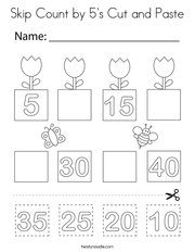 Skip Count by 5's Cut and Paste Coloring Page