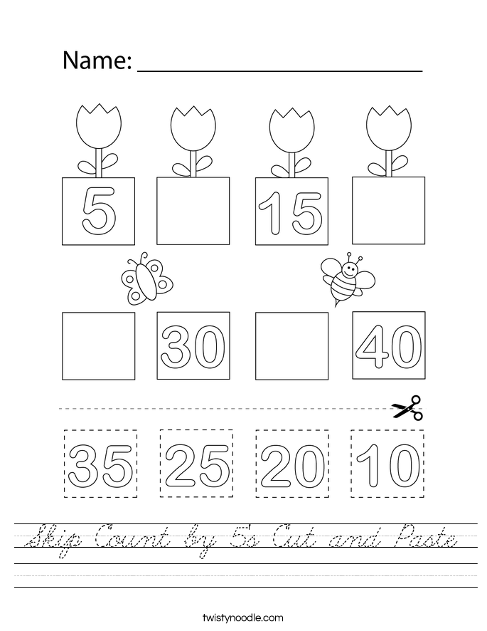 Skip Count by 5's Cut and Paste Worksheet