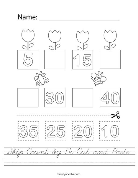 Skip Count by 5's Cut and Paste Worksheet