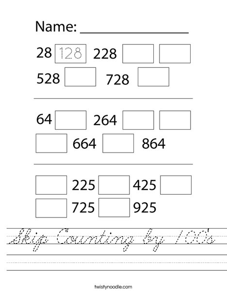 Skip Counting by 100's Worksheet