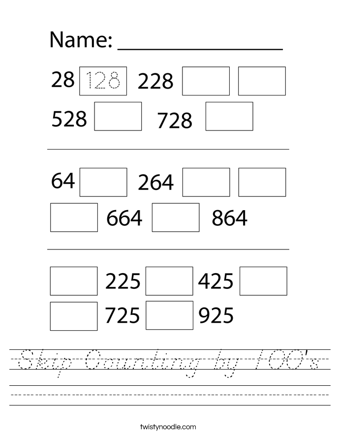 Skip Counting by 100's Worksheet