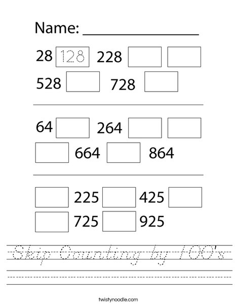 Skip Counting by 100's Worksheet