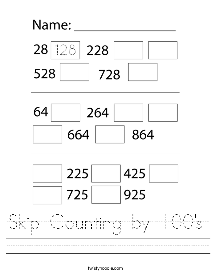 Skip Counting by 100's Worksheet