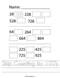 Skip Counting by 100's Worksheet