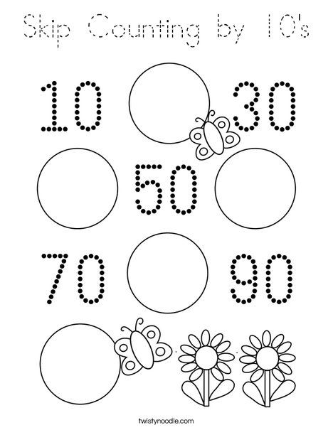 Skip Counting by 10's Coloring Page