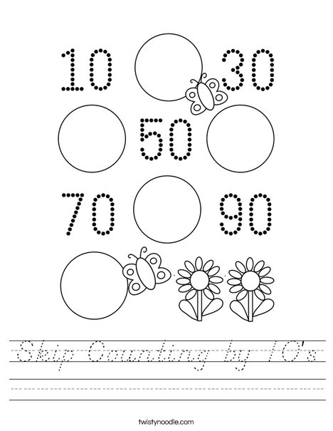 Skip Counting by 10's Worksheet