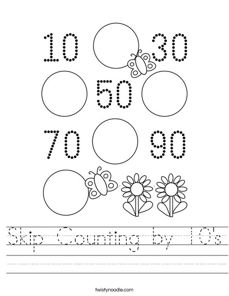 Skip Counting By 10 s Worksheet Twisty Noodle Skip Counting By 10 s Worksheet Twisty Noodle