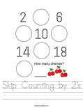 Skip Counting by 2's Worksheet