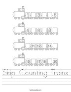 Skip Counting Trains Handwriting Sheet