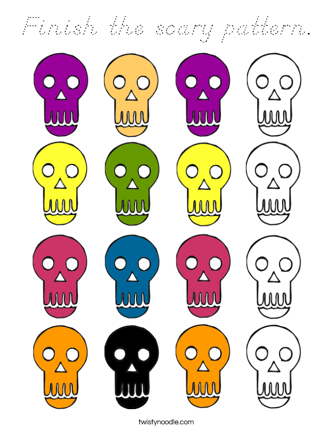 Finish the scary pattern. Coloring Page