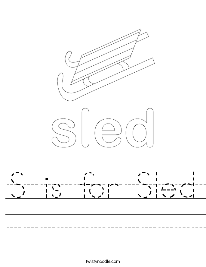S is for Sled Worksheet