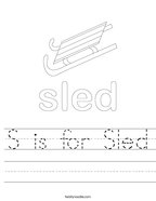 S is for Sled Handwriting Sheet