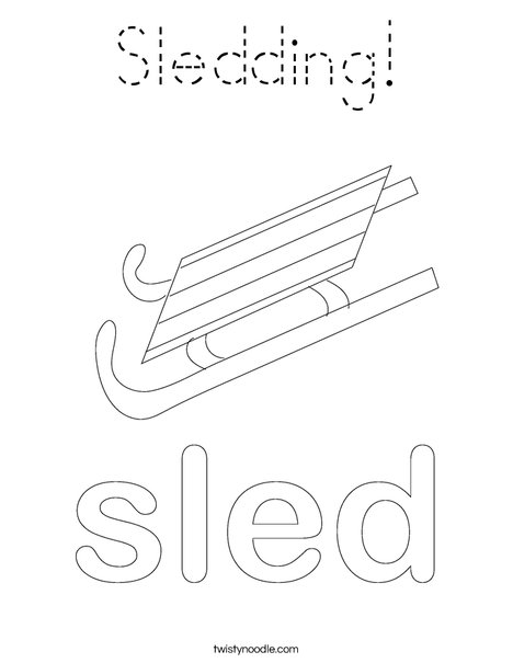 Boy Sledding Coloring Page