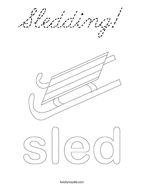 Boy Sledding Coloring Page