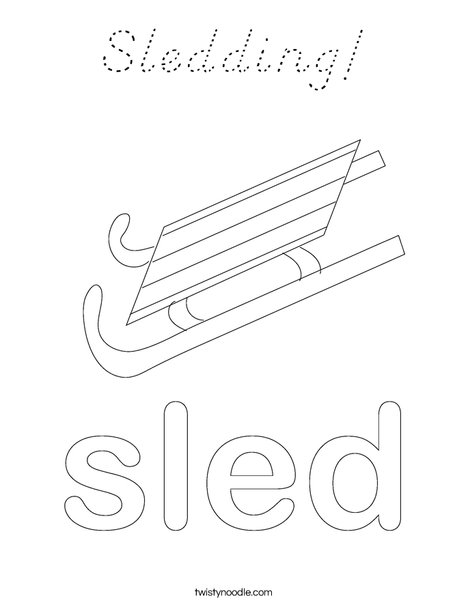 Boy Sledding Coloring Page