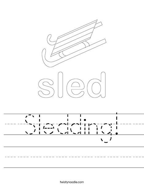 Boy Sledding Worksheet