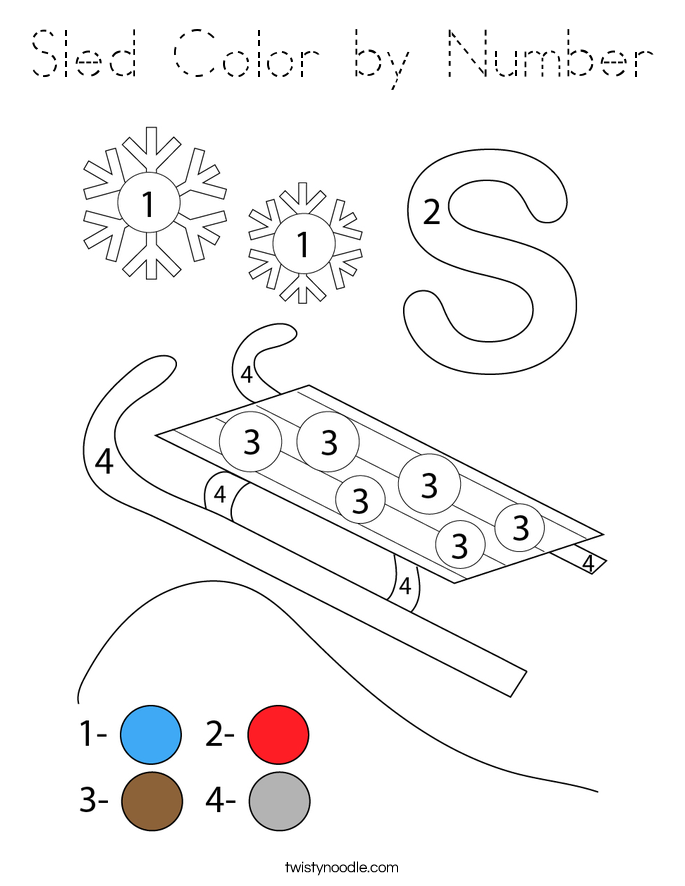 Sled Color by Number Coloring Page