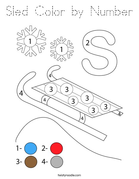 Sled Color by Number Coloring Page