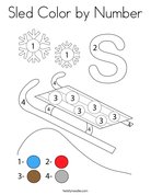 Sled Color by Number Coloring Page