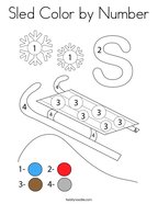 Sled Color by Number Coloring Page