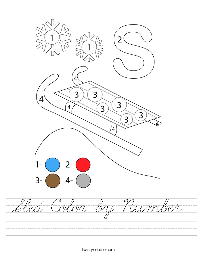 Sled Color by Number Worksheet