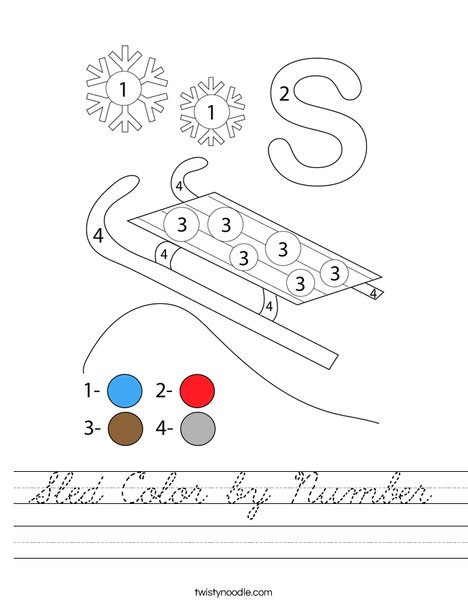 Sled Color by Number Worksheet