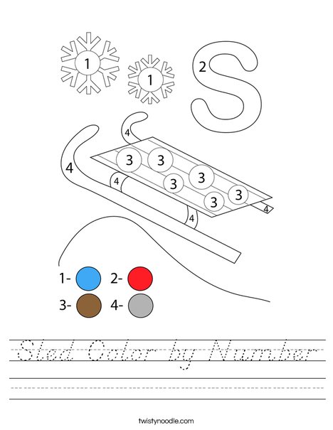Sled Color by Number Worksheet