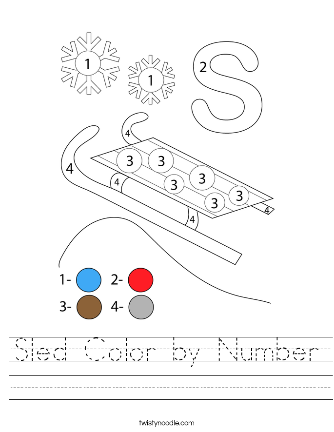 Sled Color by Number Worksheet