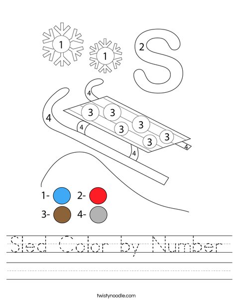 Sled Color by Number Worksheet