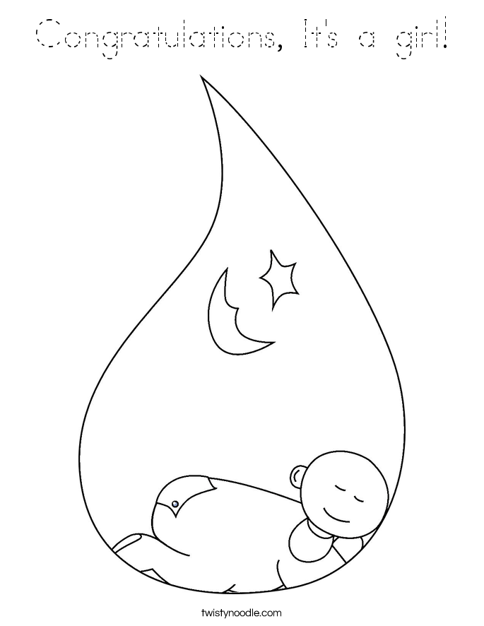 Congratulations, It's a girl! Coloring Page