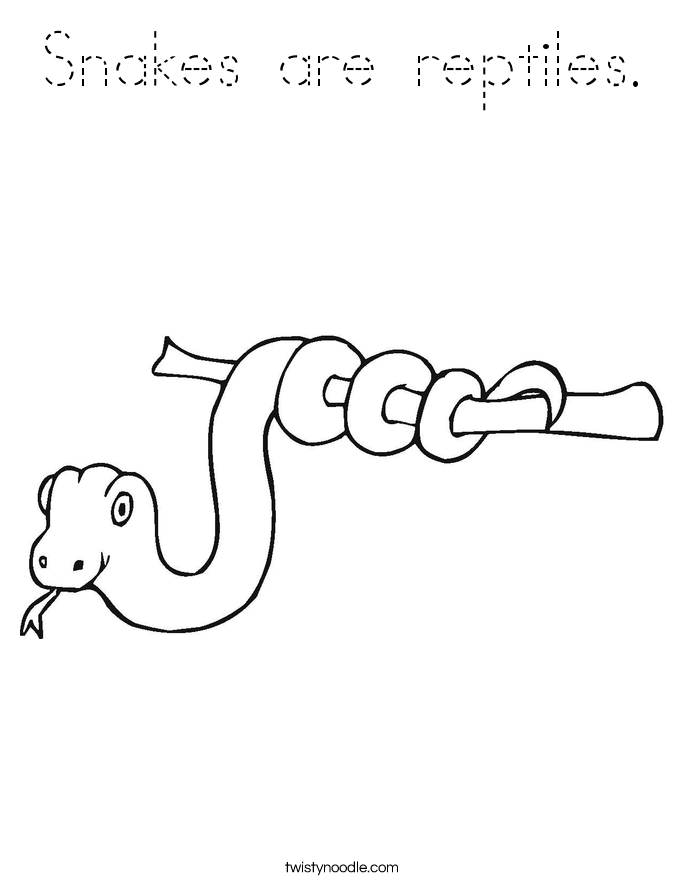 Snakes are reptiles. Coloring Page