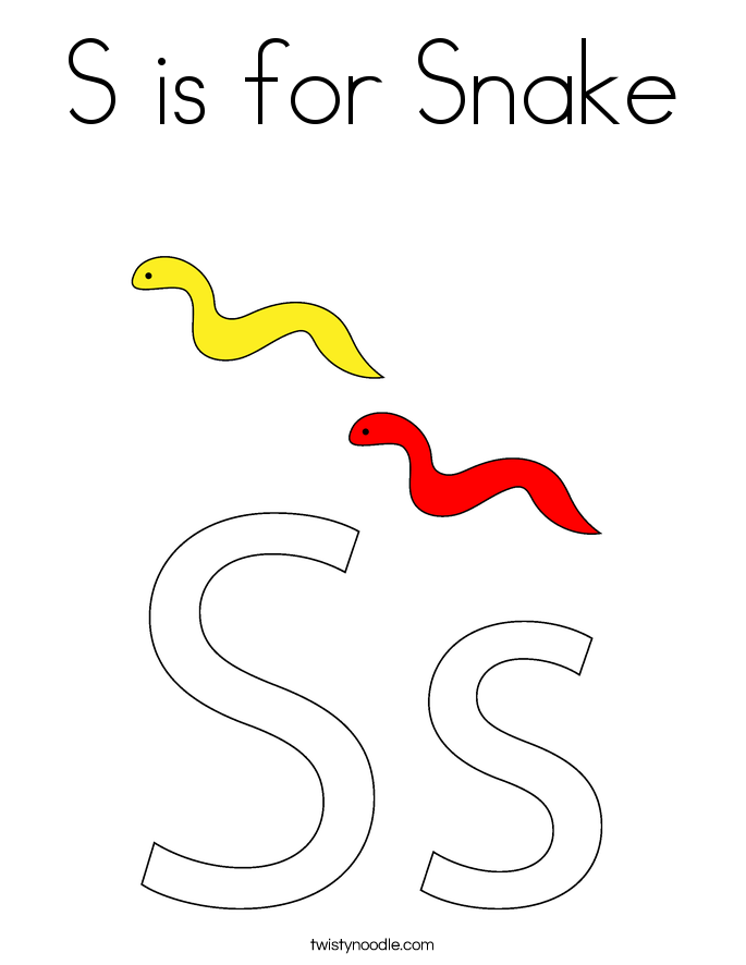 S is for Snake Coloring Page