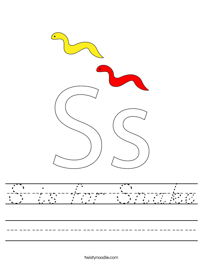 S is for Snake Worksheet
