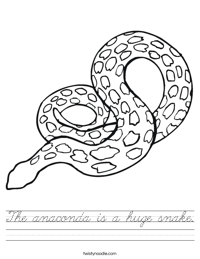 The anaconda is a huge snake. Worksheet