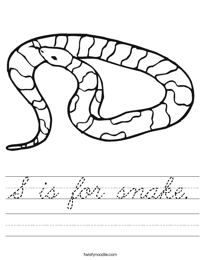 S is for snake. Worksheet