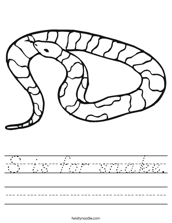 S is for snake. Worksheet