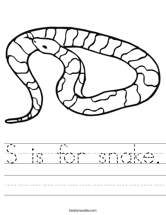 S is for snake. Worksheet