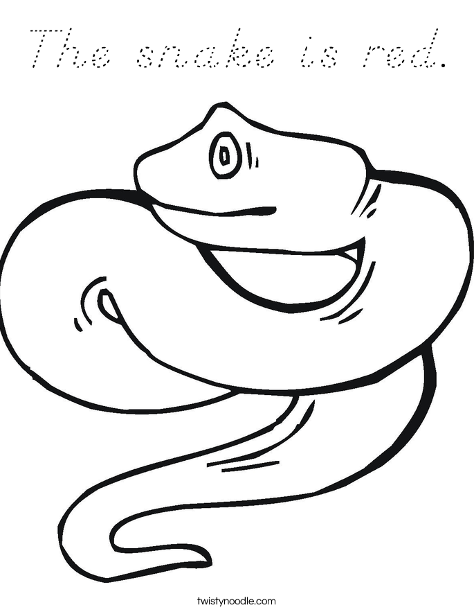 The snake is red. Coloring Page
