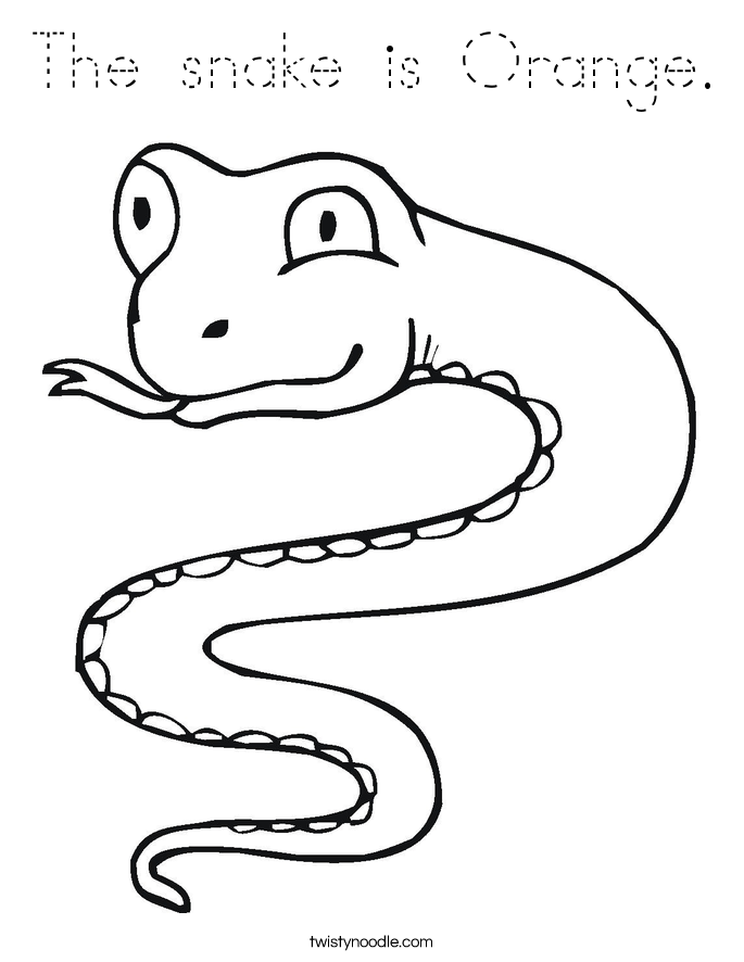 The snake is Orange. Coloring Page