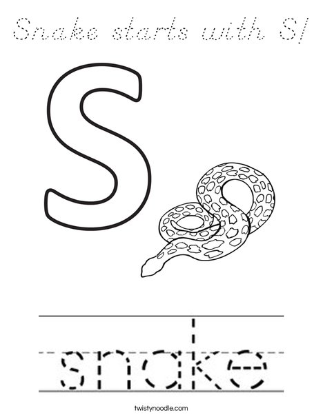Snake starts with S! Coloring Page