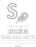 Snake starts with S! Worksheet