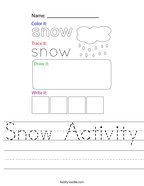 Snow Activity Handwriting Sheet