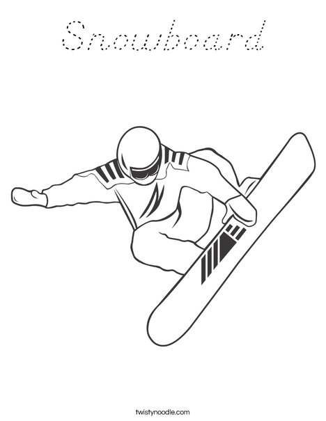 Snowboarder Jumping Coloring Page
