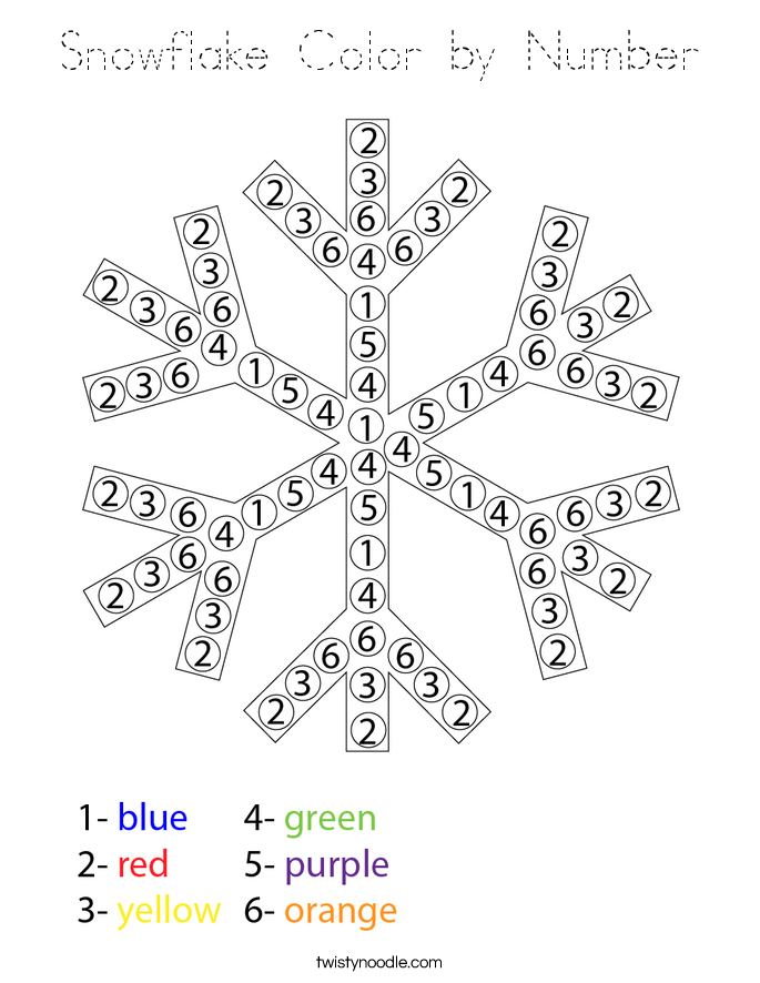 Snowflake Color by Number Coloring Page
