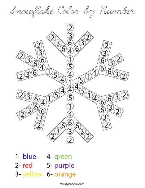 Snowflake Color by Number Coloring Page