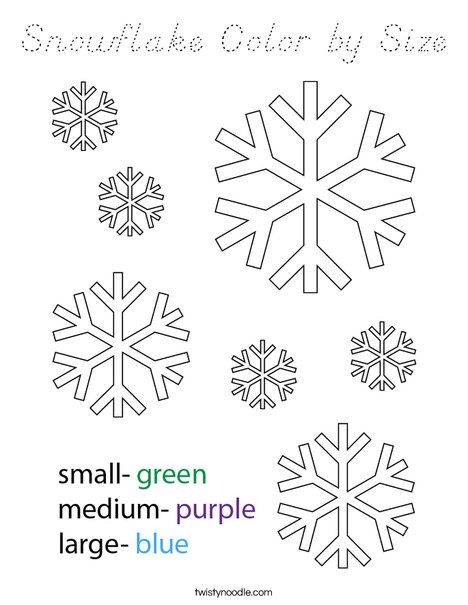 Snowflake Color by Size Coloring Page