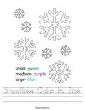 Snowflake Color by Size Worksheet