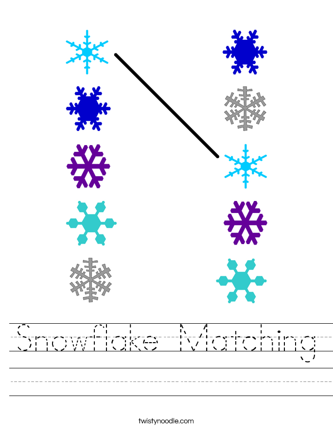 Snowflake Matching Worksheet - Twisty Noodle
